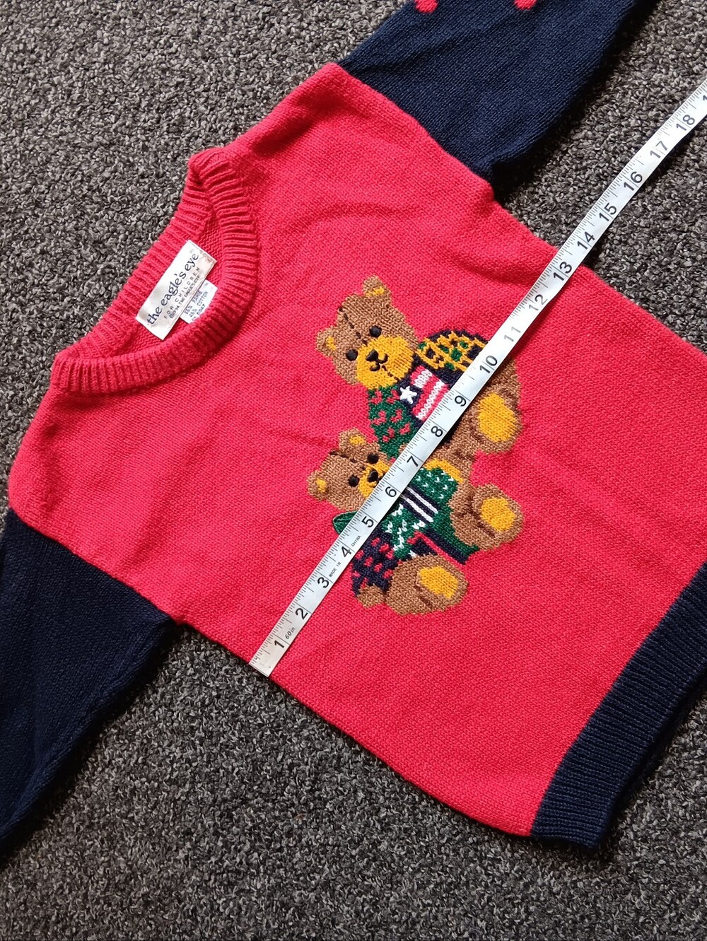 1994 Eagles Eye Kids 3T Teddy Bear Thick Knit Ugly Christmas Story Book Sweater - Picture 8 of 10